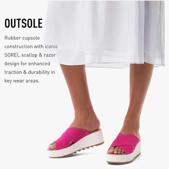 Sorel NWT Cameron Flatform Mule Sandals in Fuchsia Fizz Size 9.5 - Picture 5 of 9